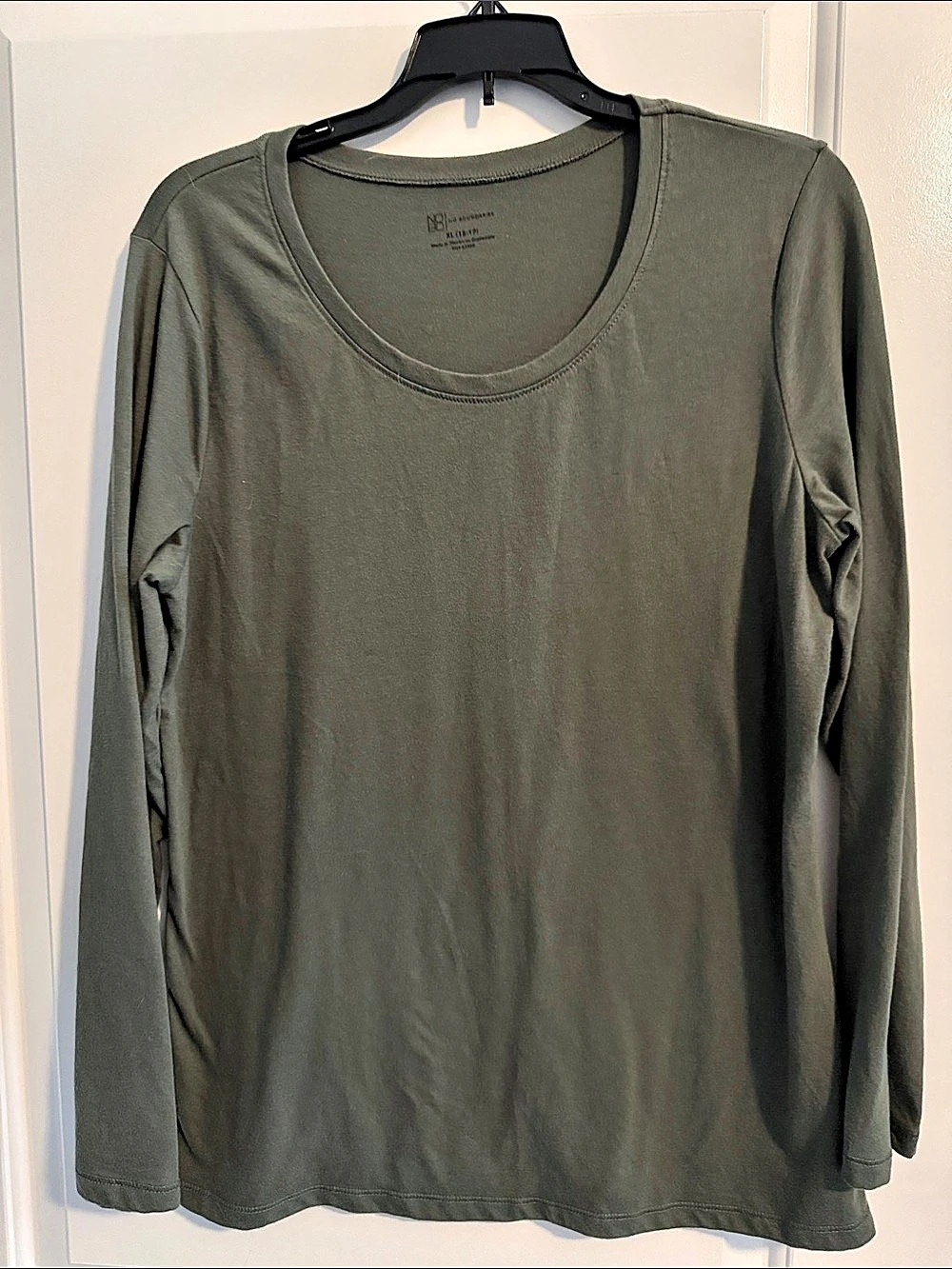 No Boundaries Army Green Long Sleeve T-Shirt Casual Basic Top -XL